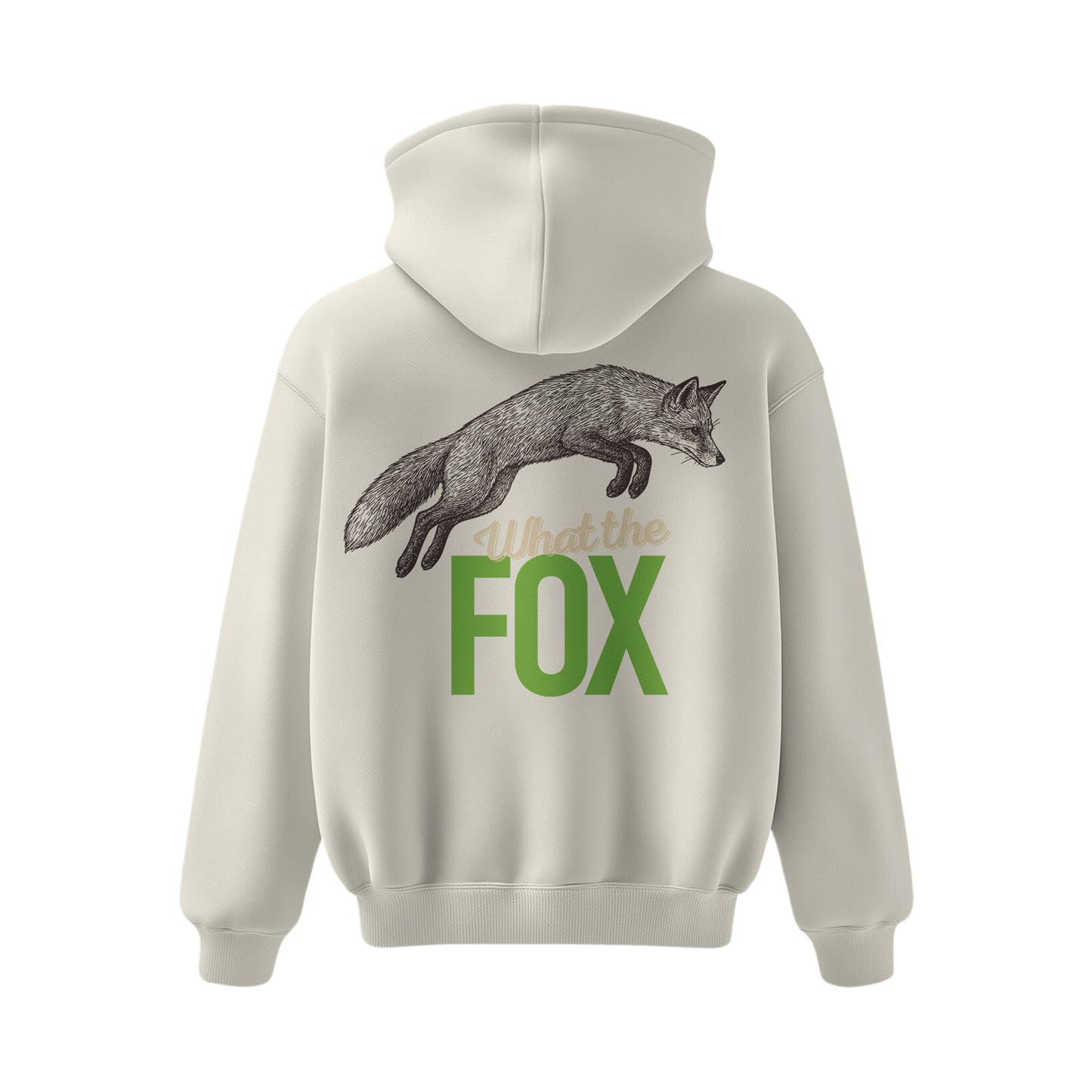 Premium-Unisex-Hoodie „What the Fox“ Mit Rückenprint und Logo-Stick vorne