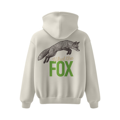 Premium-Unisex-Hoodie „What the Fox“ Mit Rückenprint und Logo-Stick vorne