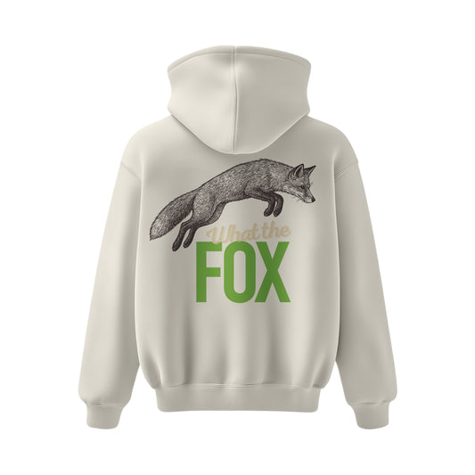 Premium-Unisex-Hoodie „What the Fox“ Mit Rückenprint und Logo-Stick vorne