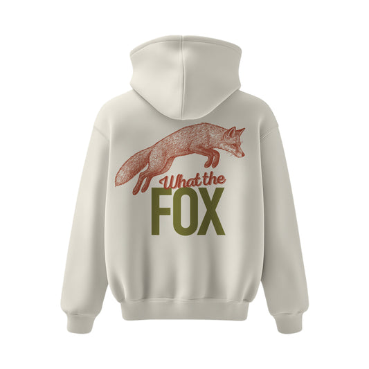 Premium-Unisex-Hoodie „What the Fox“ Mit Rückenprint und Logo-Stick vorne