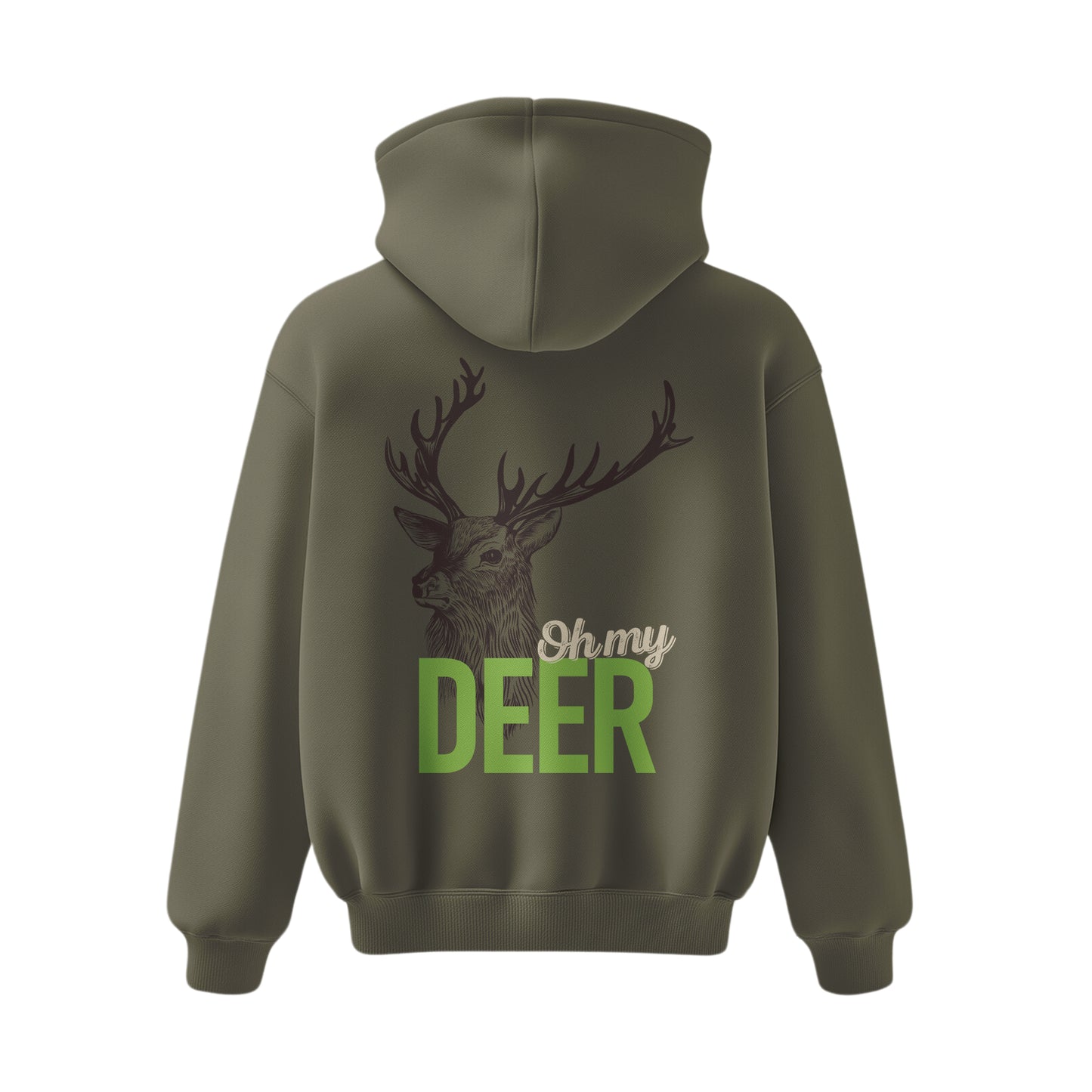 Premium-Unisex-Hoodie „Oh my deer“ Mit Rückenprint und Logo-Stick vorne