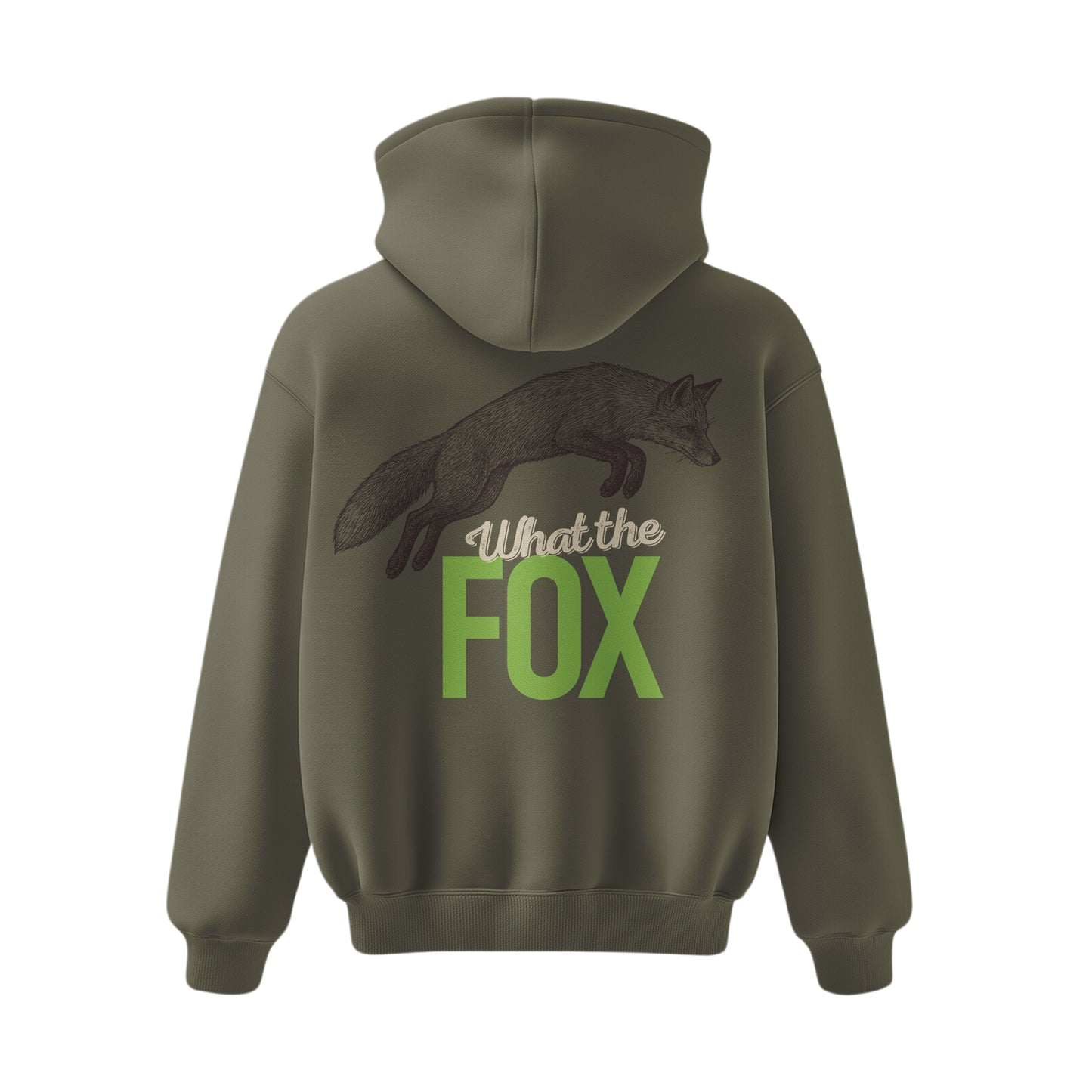 Premium-Unisex-Hoodie „What the Fox“ Mit Rückenprint und Logo-Stick vorne