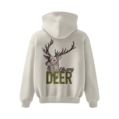 Premium-Unisex-Hoodie „Oh my deer“ Mit Rückenprint und Logo-Stick vorne