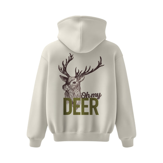 Premium-Unisex-Hoodie „Oh my deer“ Mit Rückenprint und Logo-Stick vorne