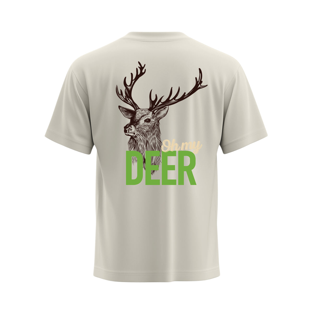 Premium-Unisex-T-Shirt „Oh my Deer“ Creme Mit Rückenprint und Logo-Stick vorne