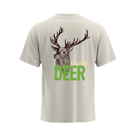 Premium-Unisex-T-Shirt „Oh my Deer“ Creme Mit Rückenprint und Logo-Stick vorne