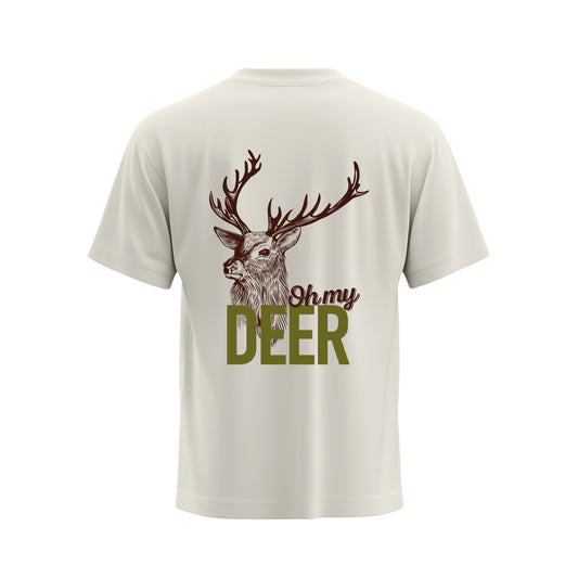 Premium-Unisex-T-Shirt „Oh my Deer“ Mit Rückenprint und Logo-Stick vorne