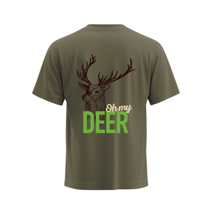 Premium-Unisex-T-Shirt „Oh my Deer“ Mit Rückenprint und Logo-Stick vorne