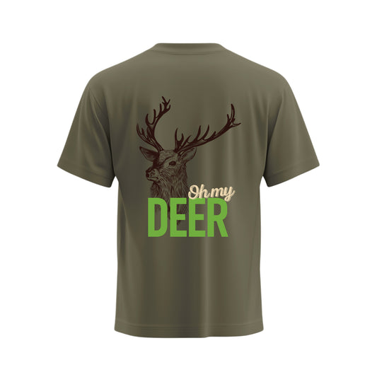 Premium-Unisex-T-Shirt „Oh my Deer“ Mit Rückenprint und Logo-Stick vorne