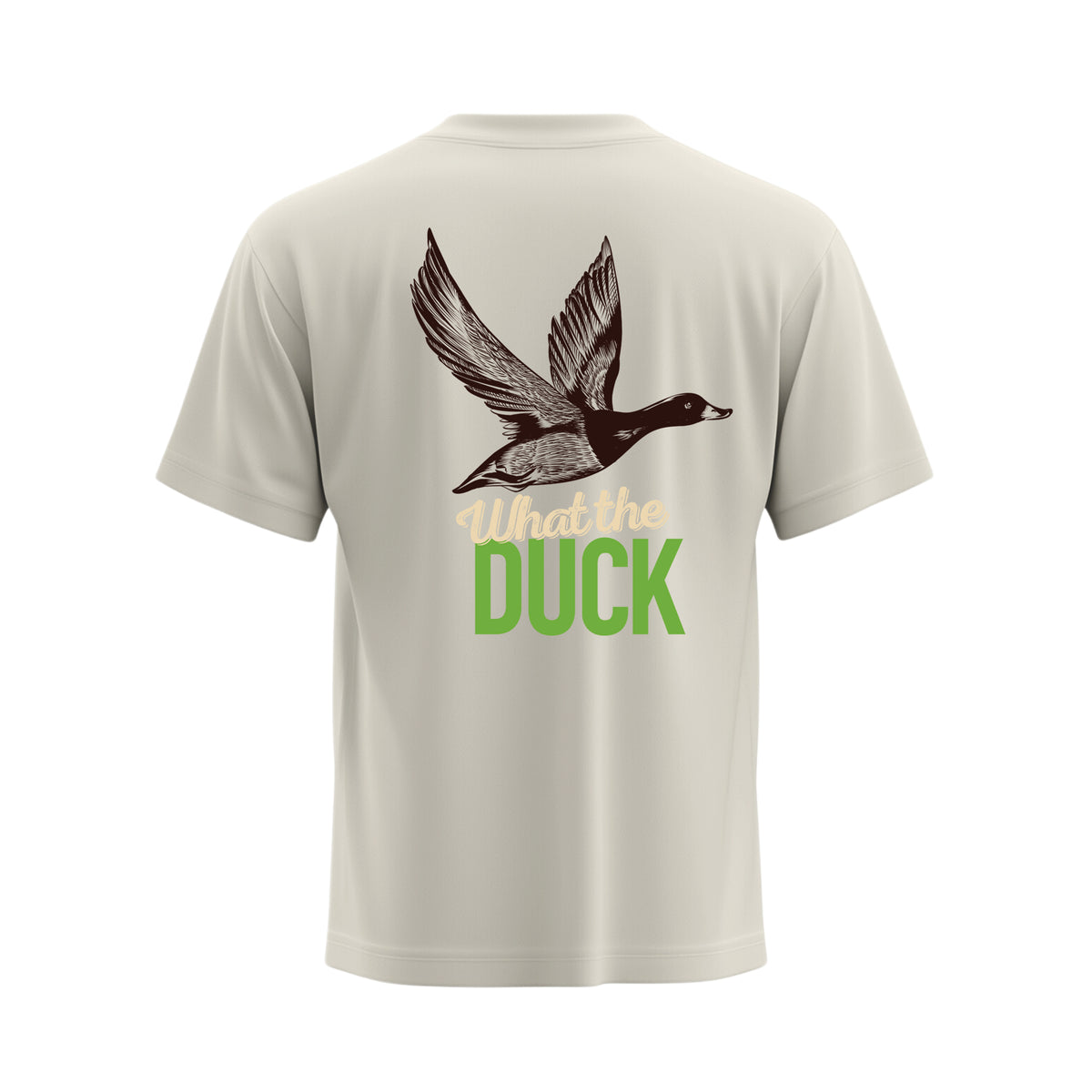 Premium-Unisex-T-Shirt „What the Duck“ Creme Mit Rückenprint und Logo-Stick vorne