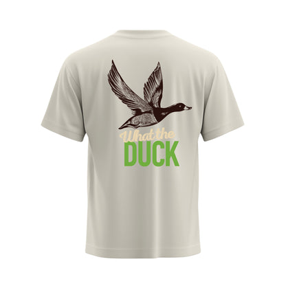Premium-Unisex-T-Shirt „What the Duck“ Creme Mit Rückenprint und Logo-Stick vorne