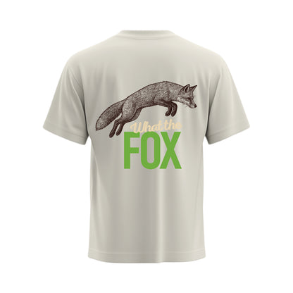Premium-Unisex-T-Shirt „What the Fox“ Creme Mit Rückenprint und Logo-Stick vorne