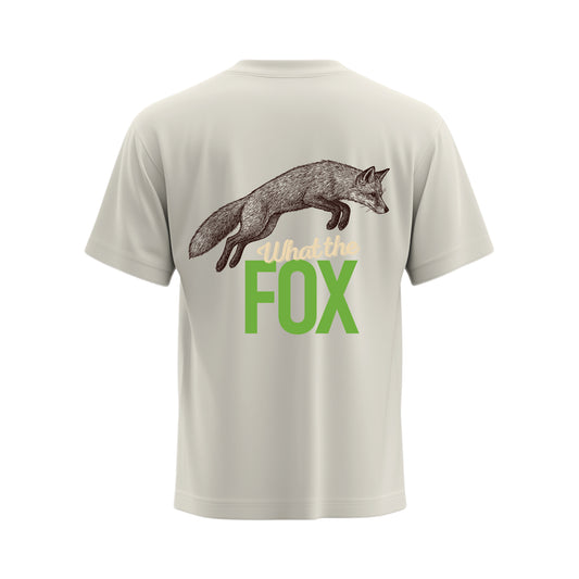 Premium-Unisex-T-Shirt „What the Fox“ Creme Mit Rückenprint und Logo-Stick vorne