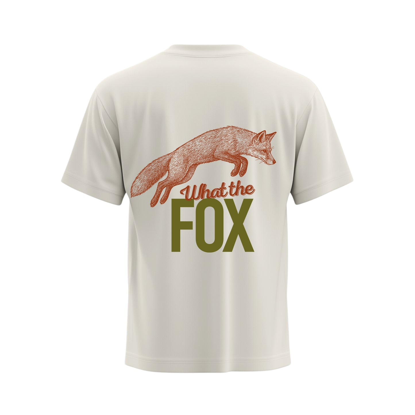 Premium-Unisex-T-Shirt „What the Fox“ Mit Rückenprint und Logo-Stick vorne