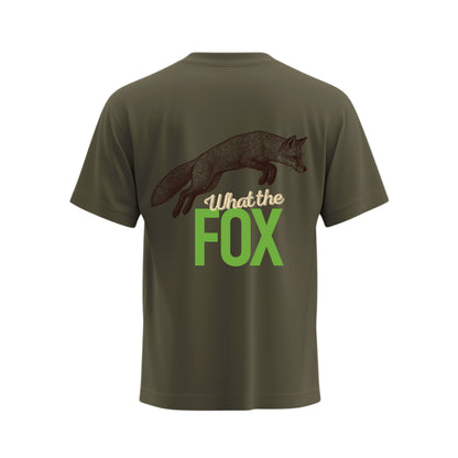 Premium-Unisex-T-Shirt „What the Fox“ Mit Rückenprint und Logo-Stick vorne