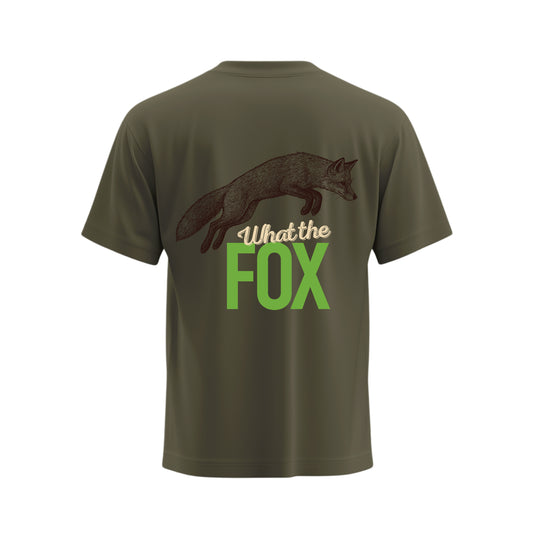 Premium-Unisex-T-Shirt „What the Fox“ Mit Rückenprint und Logo-Stick vorne