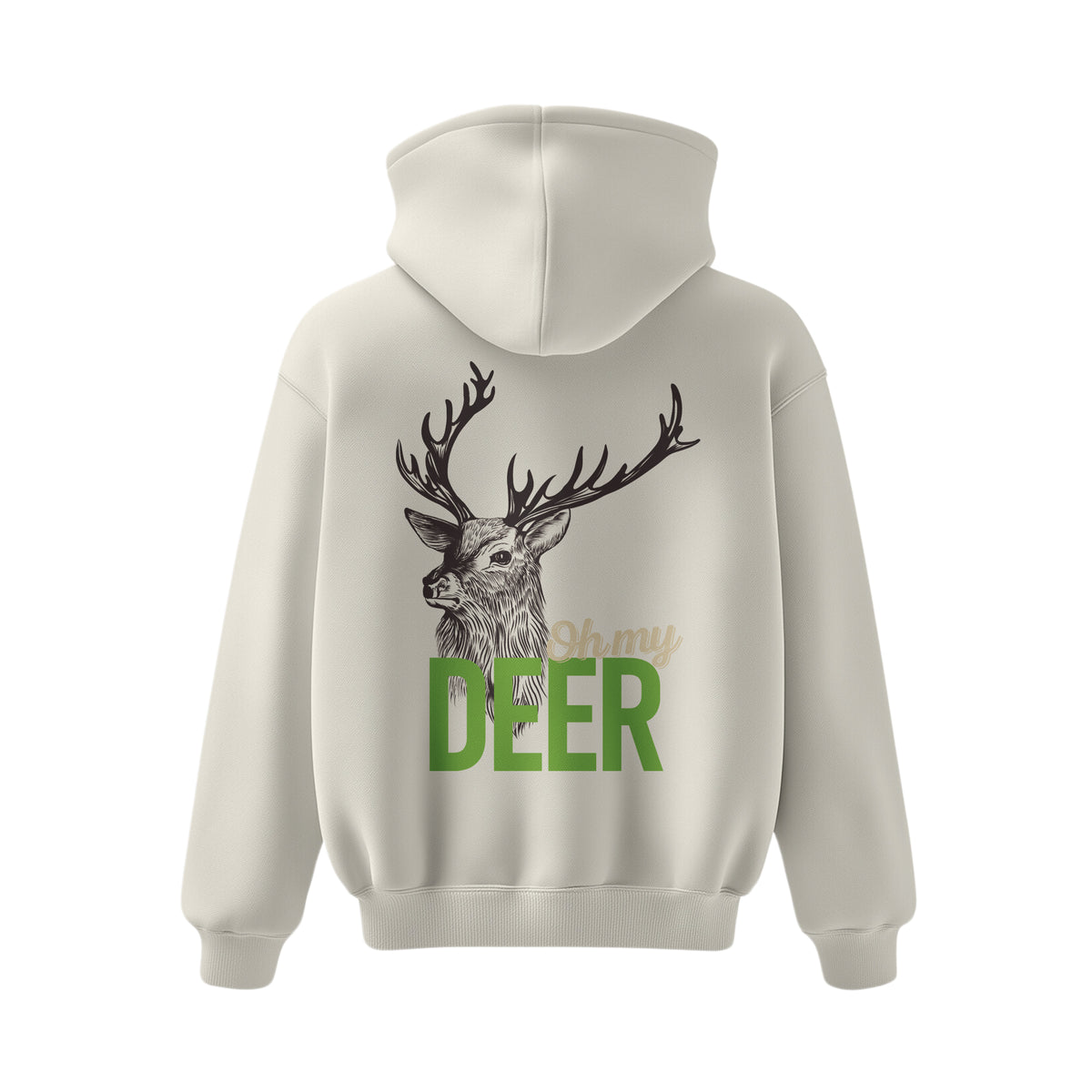 Premium-Unisex-Hoodie „Oh my deer“ Creme Mit Rückenprint und Logo-Stick vorne